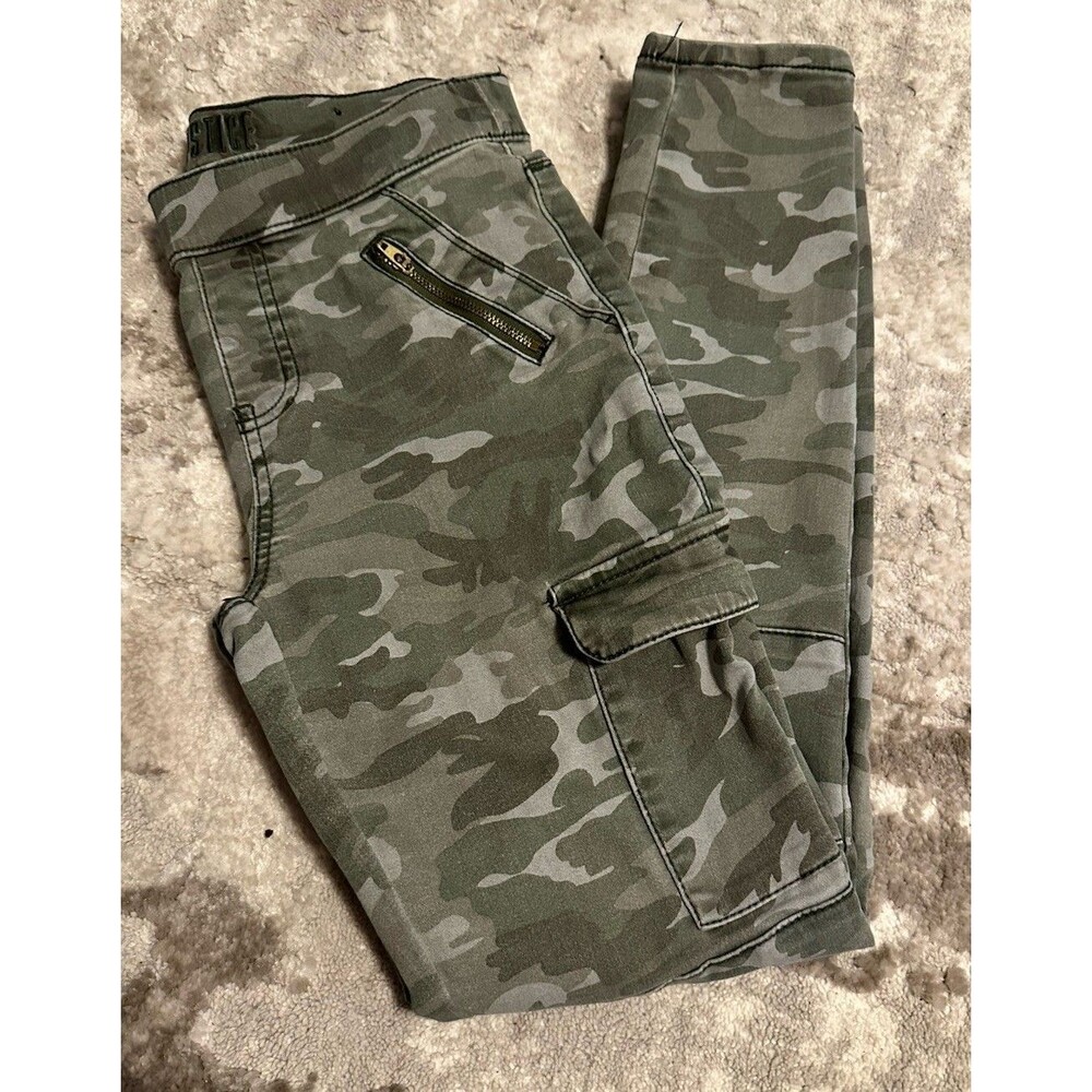 Justice Girls Green Camouflage Pull On Jegging Pants Size 14 With Pockets C4